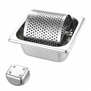 Stainless steel rotary drum grater with deep catch pan isolated on white background KL-KA-GR-003