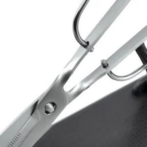 Detailed close-up of stainless steel wire square loop handle structure on work surface, SKU KL-SC-PR-013.