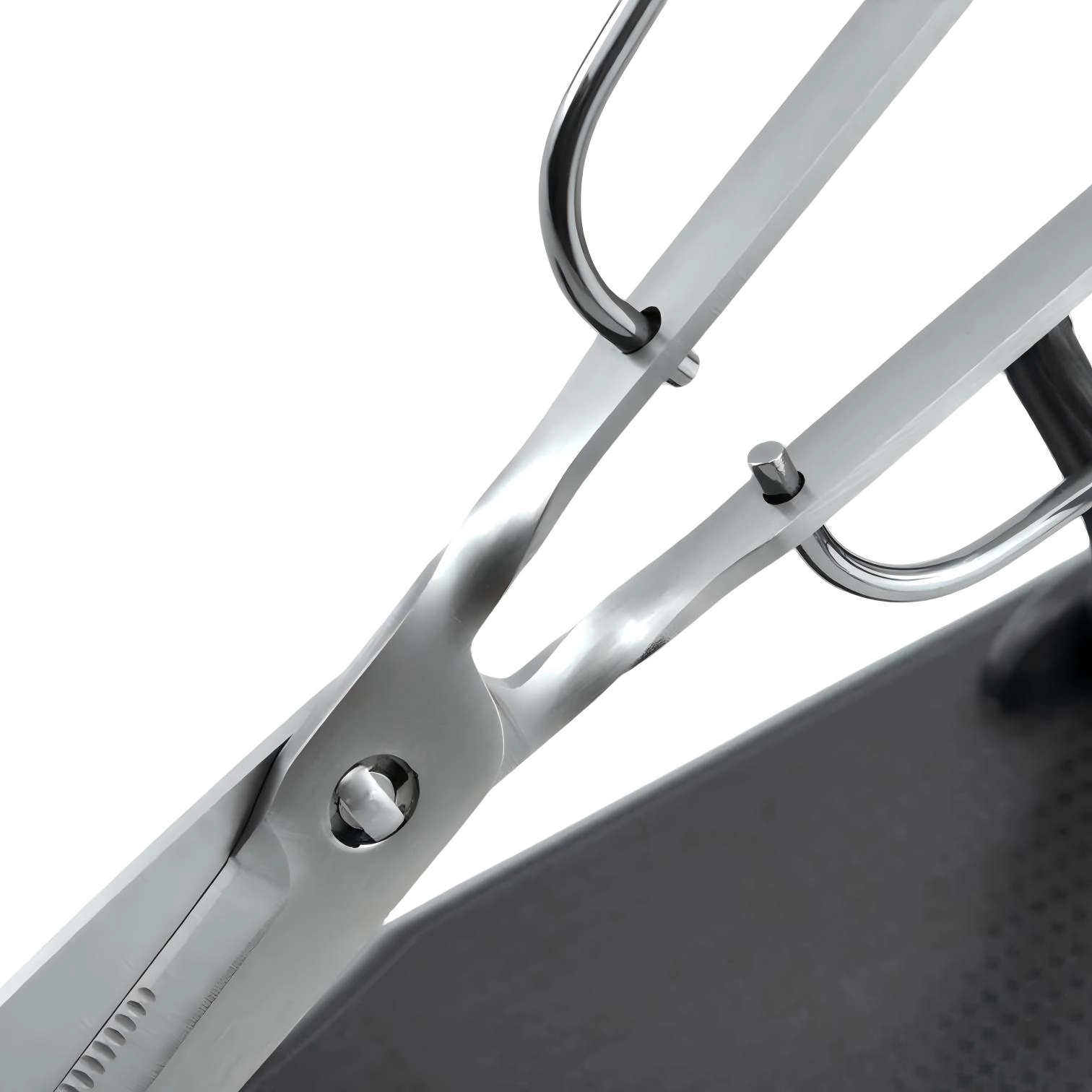 Detailed close-up of stainless steel wire square loop handle structure on work surface, SKU KL-SC-PR-013.