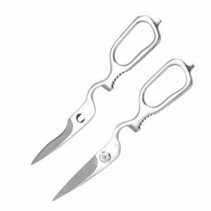 Two-piece take-apart stainless steel kitchen scissors isolated on white background KL-SC-PR-005
