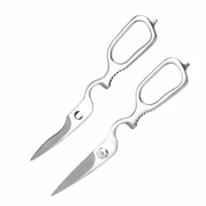 Two-piece take-apart stainless steel kitchen scissors isolated on white background KL-SC-PR-005