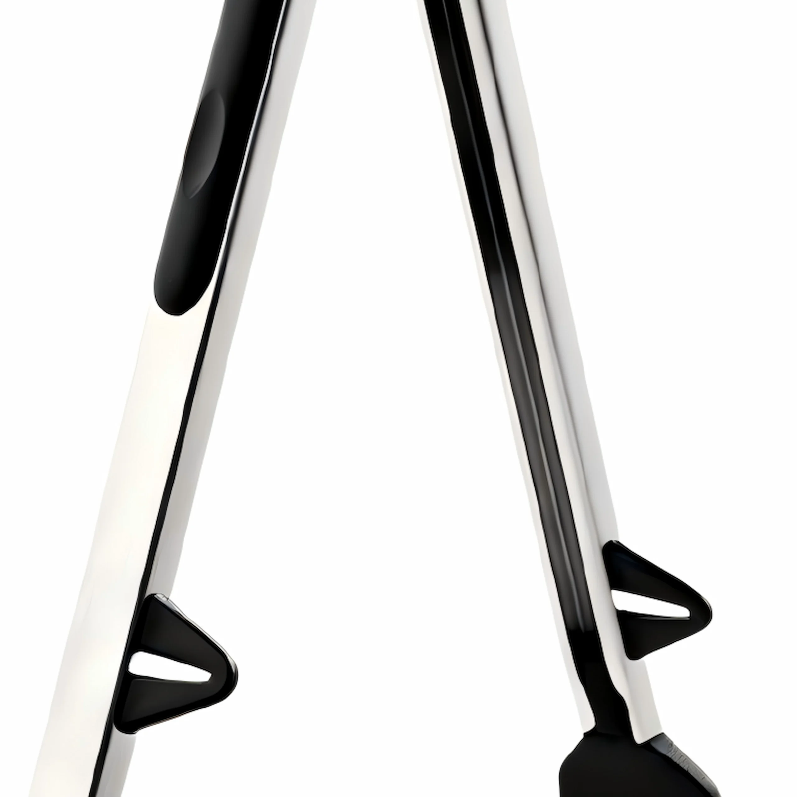 Close-up of stainless steel kitchen tongs handle with non-slip silicone grip isolated on white background KL-KA-TG-002