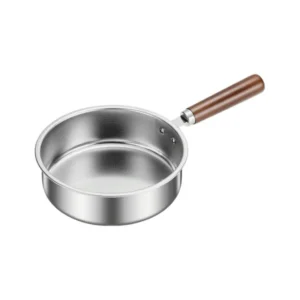 Stainless steel Yukihira saucepan with wooden handle, isolated on white background. KL-KA-GAD-030