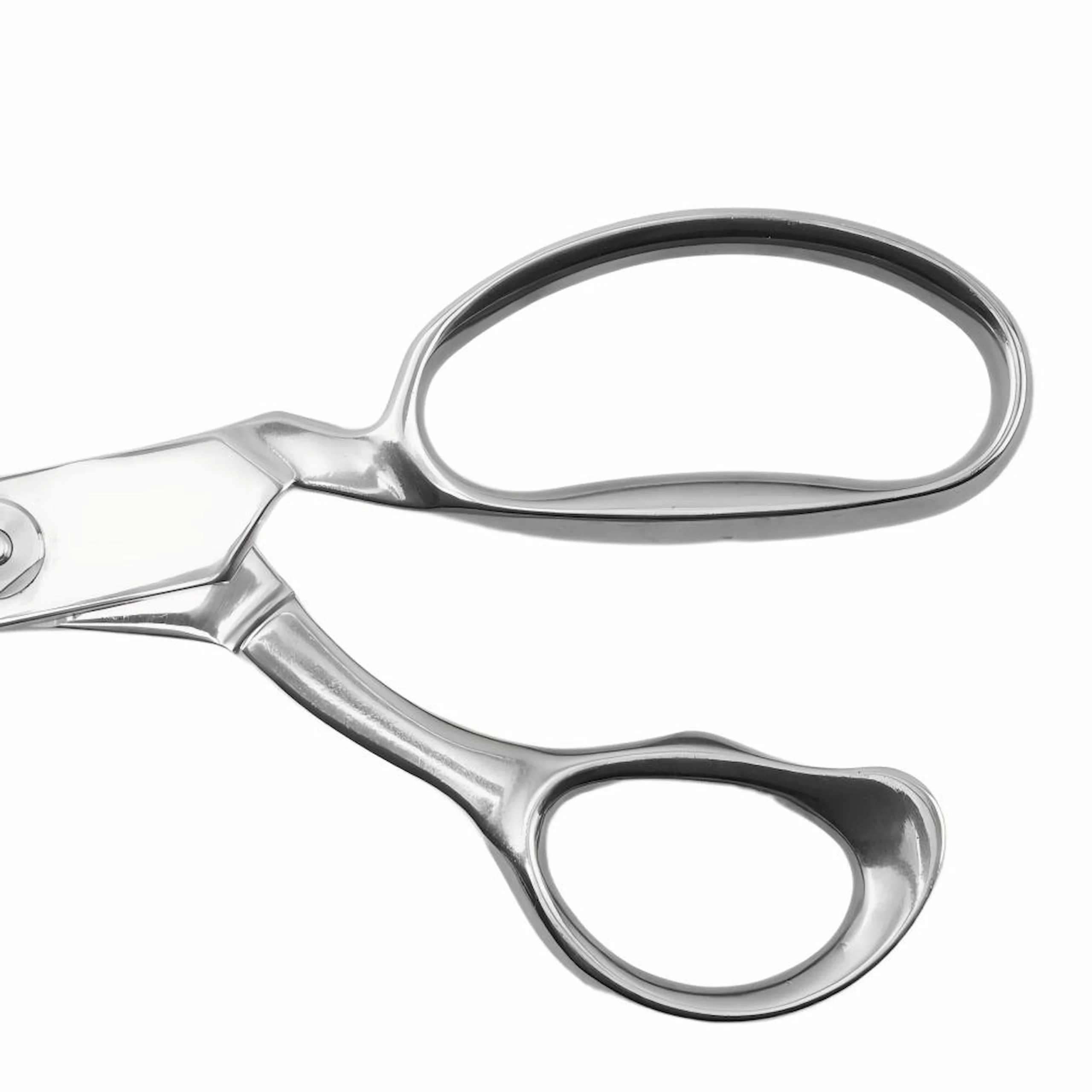 Professional tailor scissors ergonomic handle detail isolated on white background, SKU KL-SC-TC-003