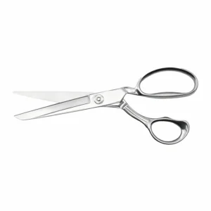 Professional tailor scissors with satin blades opened view isolated on white background, SKU KL-SC-HC-003