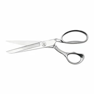 Professional tailor scissors with satin blades opened view isolated on white background, SKU KL-SC-HC-003