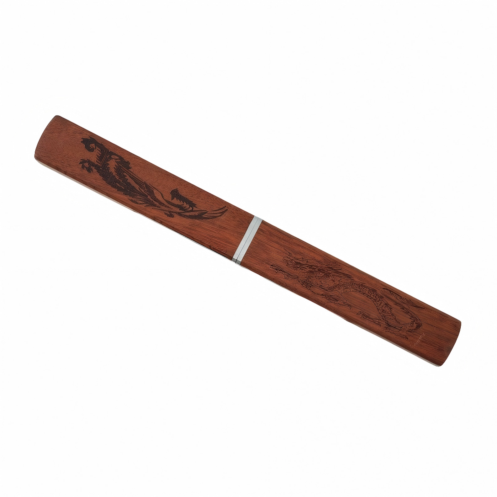 Fully closed 2-piece wood carving knife set with laser engraved handles, isolated on white background. KL-OD-SS-017