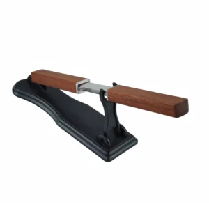 2-piece wood carving knife set displayed on a black presentation stand, isolated on white background. KL-OD-SS-017